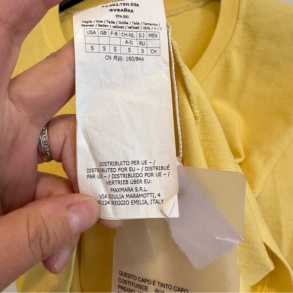 Sportmax Max Mara Label-cut Yellow Cotton Basic T-Shirt Size:Small Spring/Summer - Picture 9 of 11